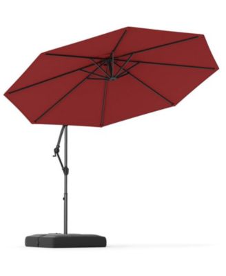 10 Feet Offset Hanging Umbrella with Base Patio Cantilever Umbrella with Tilt