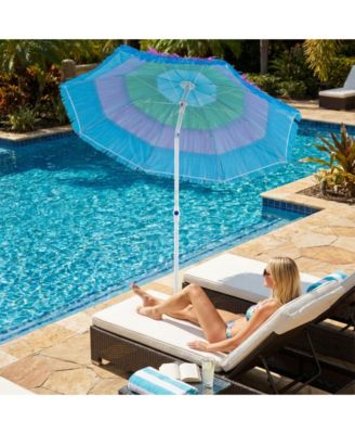 Tiki Thatched Patio Beach Umbrella with Push Button Tilt Carrying Bag