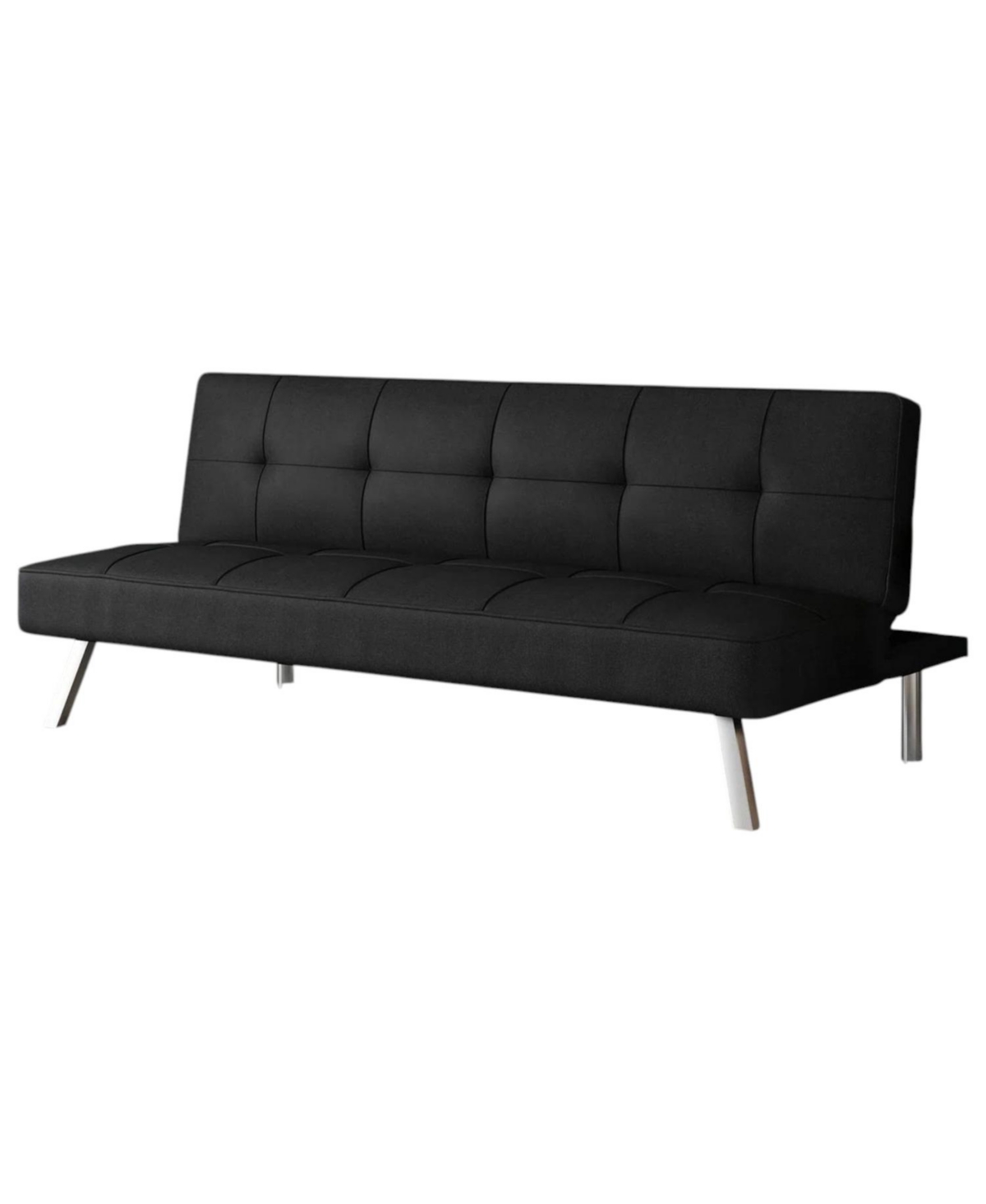 Slickblue Modern Futon Sofa Bed with Fabric Upholstery and Chrome Metal Legs