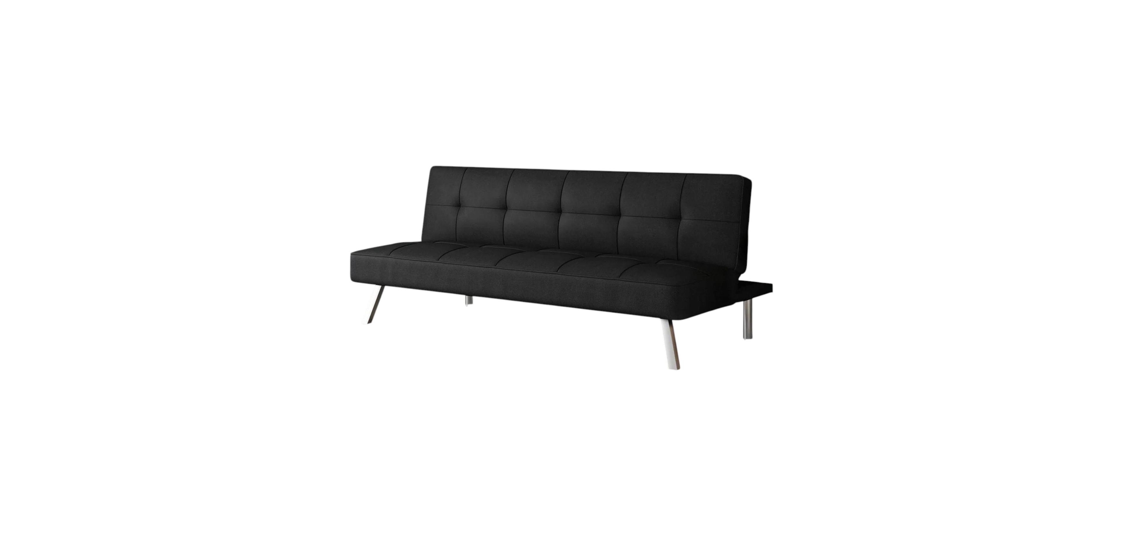 Slickblue Modern Futon Sofa Bed with Fabric Upholstery and Chrome Metal Legs