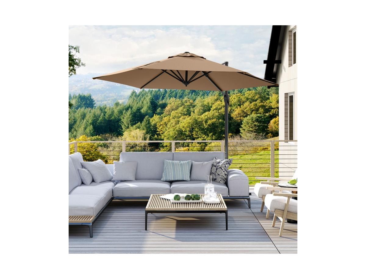 Clihome 9 Feet Cantilever Patio Umbrella with Vented Top and Sun-Protective Canopy