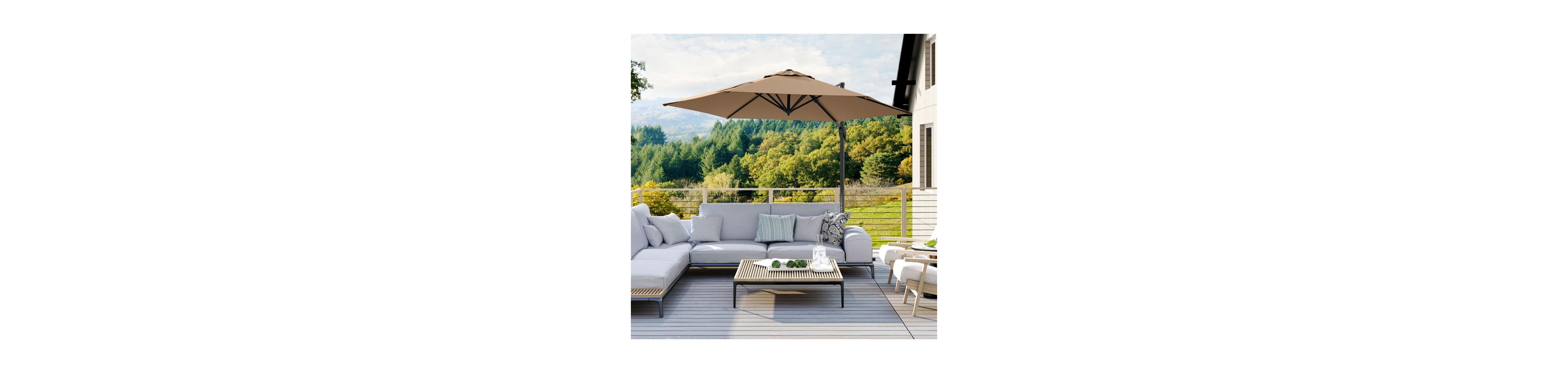 Clihome 9 Feet Cantilever Patio Umbrella with Vented Top and Sun-Protective Canopy