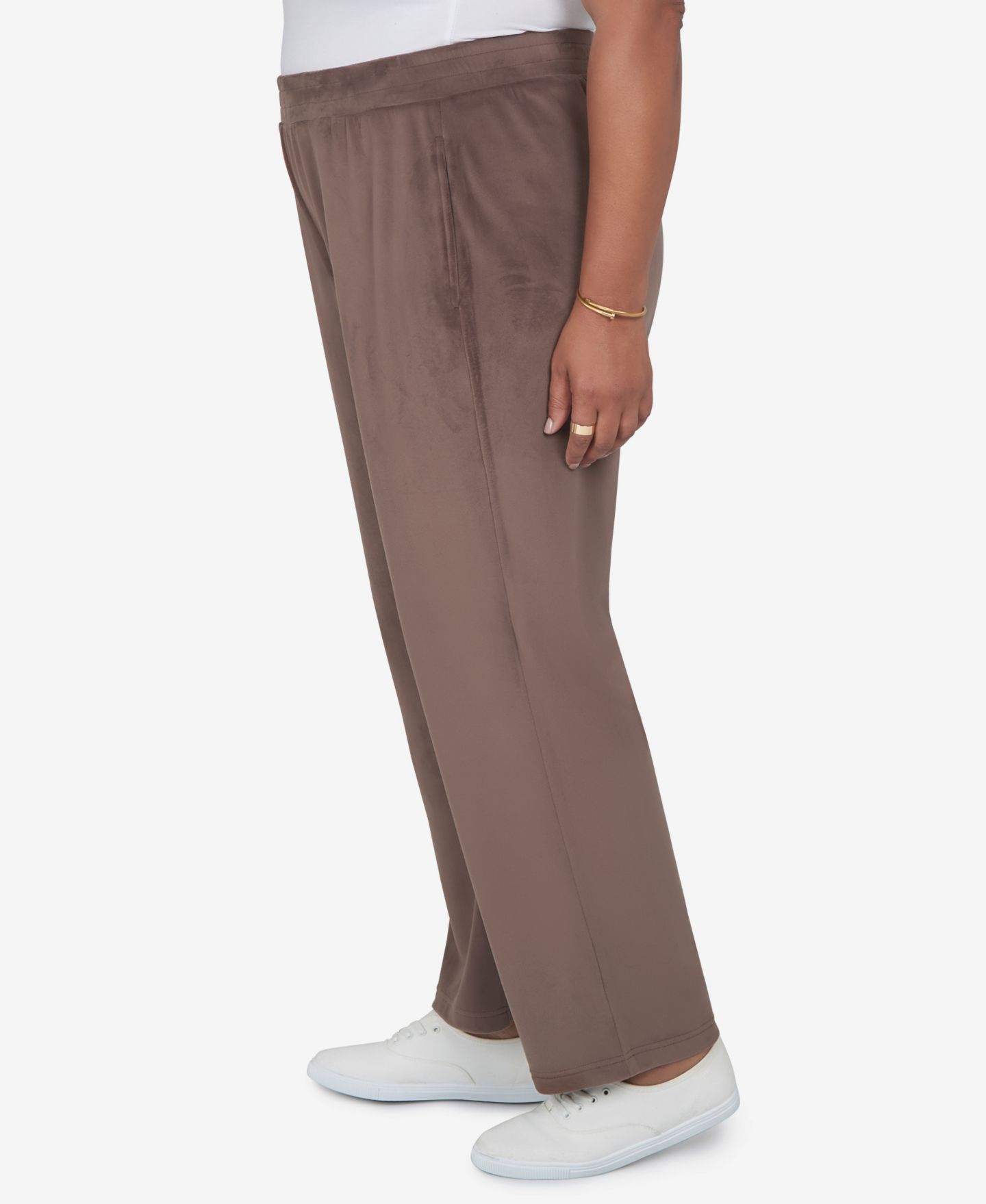Женские брюки Alfred Dunner Plus Size Pull-On Straight-Leg Elastic-Waist Faux Suede, цвет: Мокко — фото 3