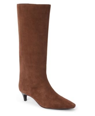 Lucian Knee-High Pointed-Toe Kitten Heel Boots