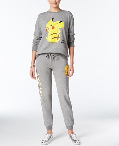 Mighty Fine Juniors' Pokemon Pikachu Graphic Sweatshirt & Sweatpants