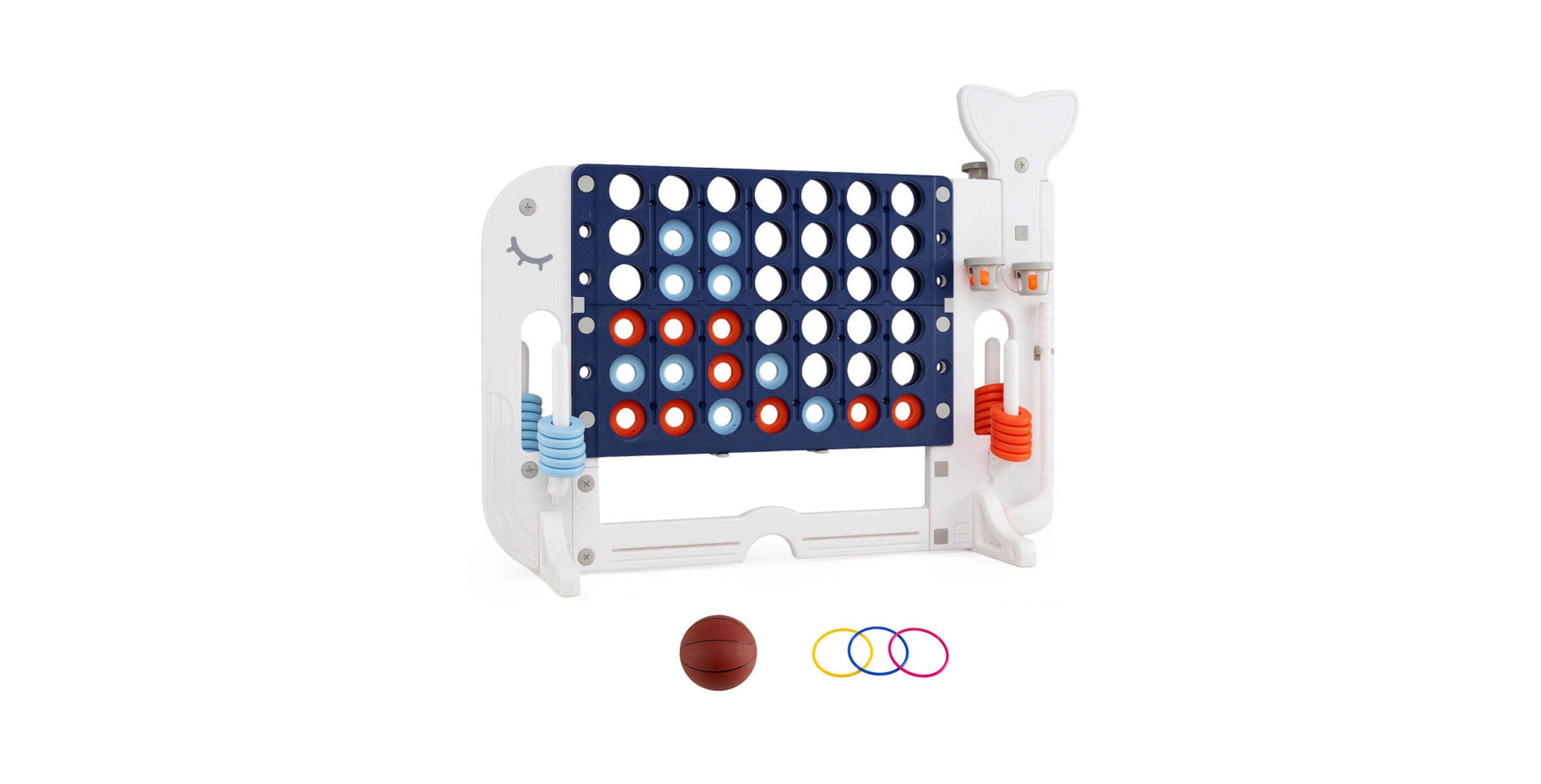 Hongge 4-in-1 Giant Game Center with Basketball Hoop Board Game, Ages 3+