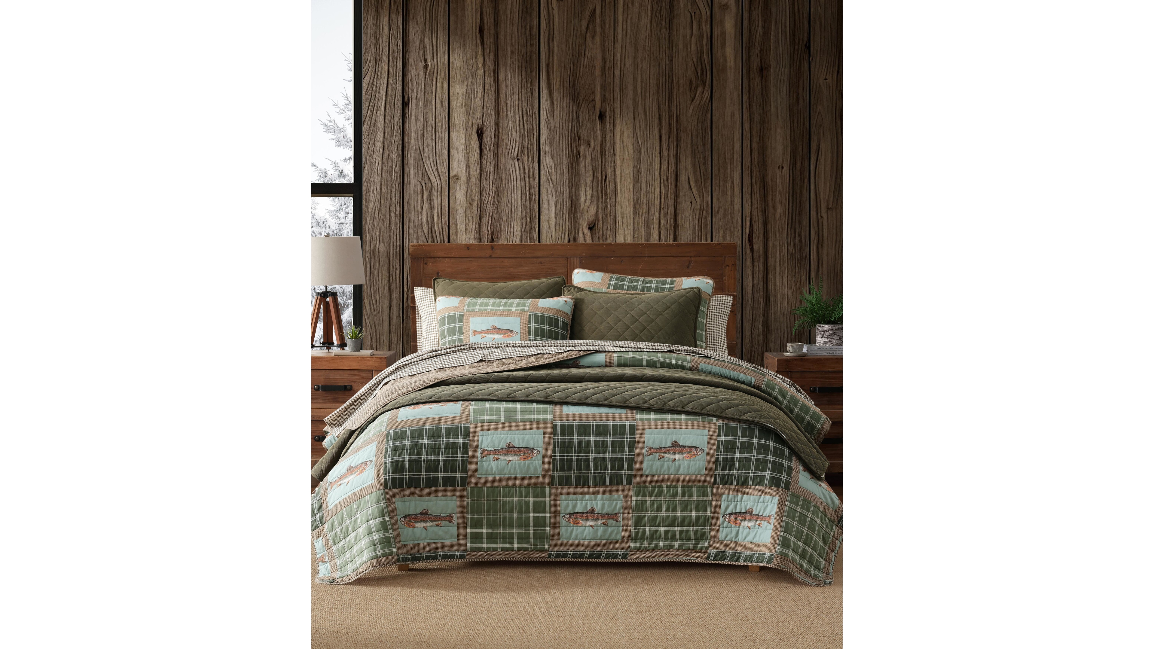 Eddie Bauer Trout Lake Reversible 3-Piece Quilt Set, Full/Queen