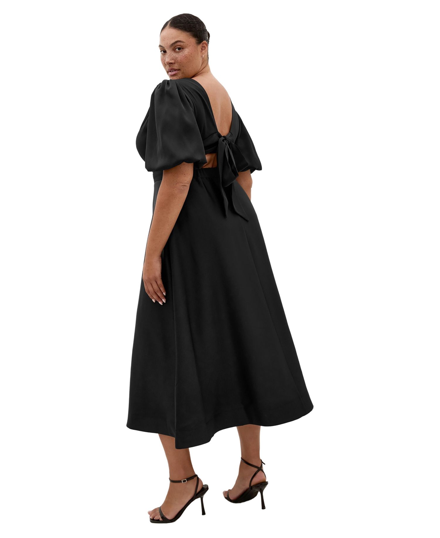 Plus Size Lula Puff Sleeve Midi Dress