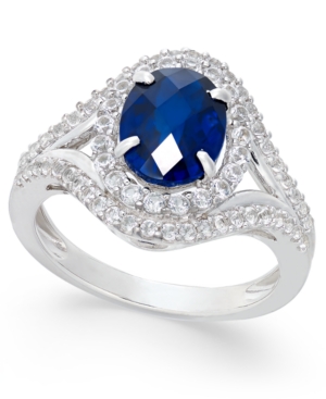 image of Lab-Created Blue Sapphire (2 ct. t.w.) and White Sapphire (3/4 ct. t.w.) in Sterling Silver
