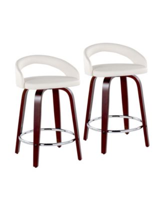 Grotto Mahogany Upholstered Swivel Counter Stool, Set of 2