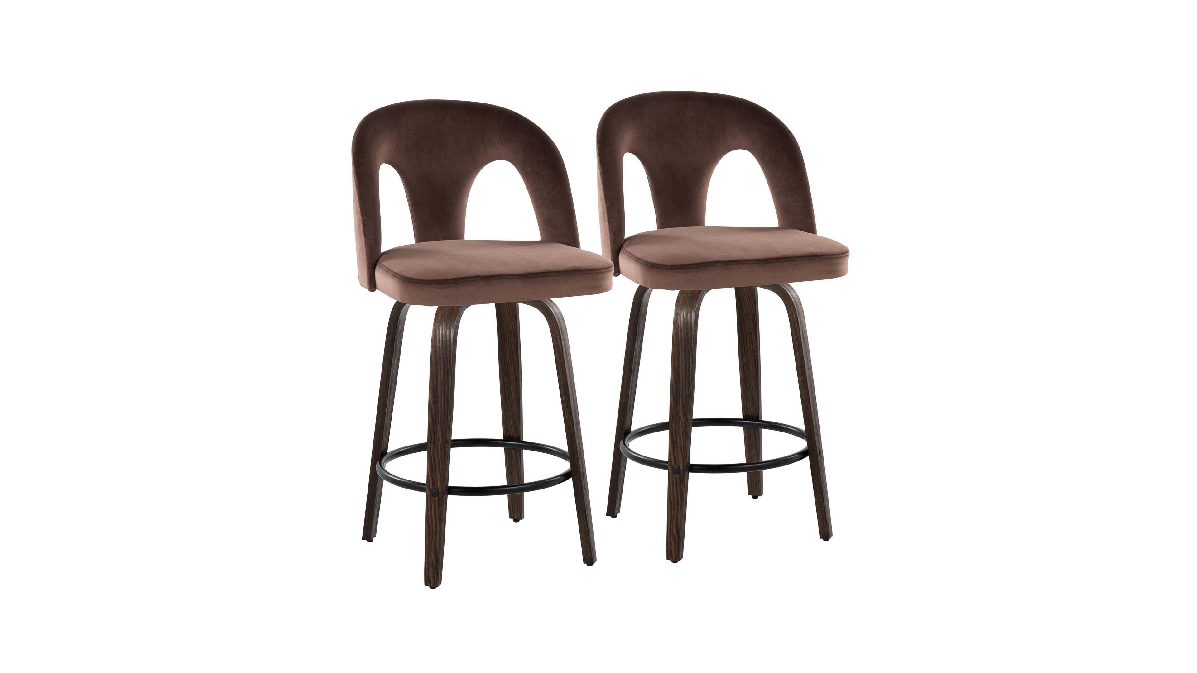 Lumisource Ava Upholstered Contemporary Swivel Counter Stool, Set of 2
