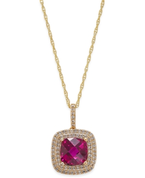 image of Lab-Created Ruby (2-1/2 ct. t.w.) and White Sapphire (1/3 ct. t.w.) Pendant Necklace in 14k Gold-Plated Sterling Silver