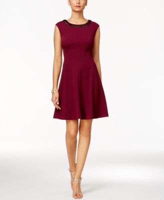 Sandra Darren - Petite Illusion Stripe Fit & Flare Dress