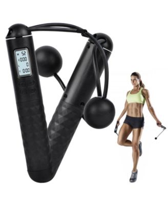 Cordless Weighted Jump Rope With Digital Counter Adjustable For Fitness Calorie Tracking