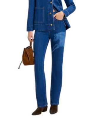 Women's Laser-Print High-Rise Straight-Leg Jeans