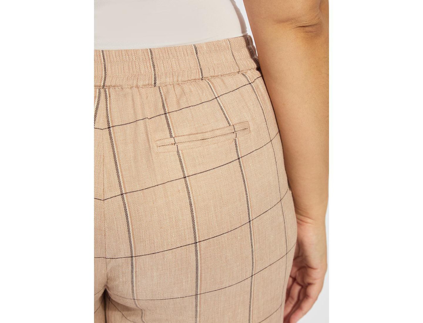 Женские брюки LYSSE Plus Size Nixie Drawstring Wide-Leg Linen-Blend, цвет: В клетку — фото 5
