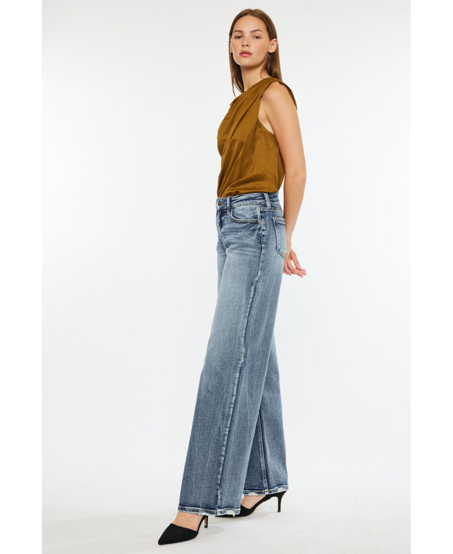 Women's Venice Mid-Rise Wide-Leg Heavy-Grind Jeans