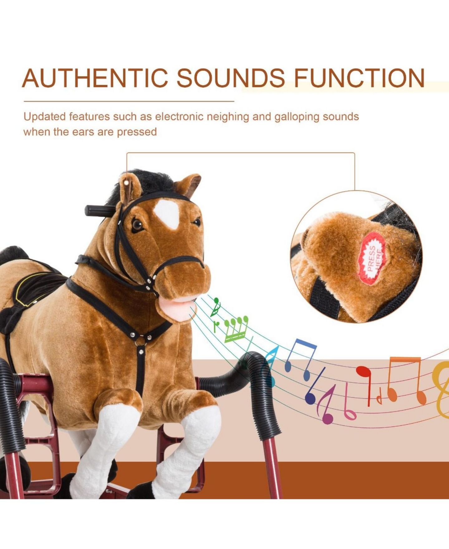 Детская мягкая игрушка SEVORLEY Plush Rocking Ride-On Toy, Ages 3+, цвет: Коричневый — фото 5
