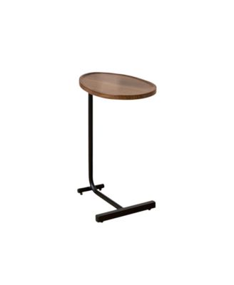 24" Solid Wood And Steel Oval End Table