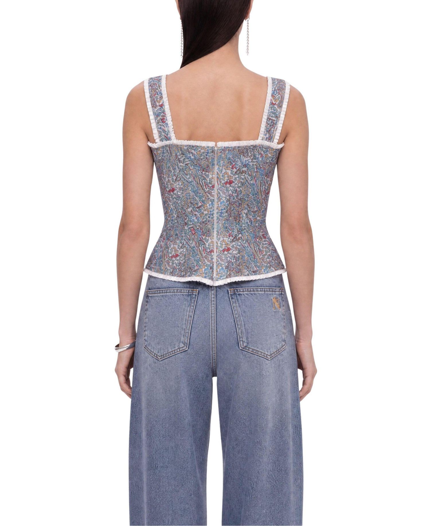 Women's Square Neck Sleeveless Piped Bustier Top