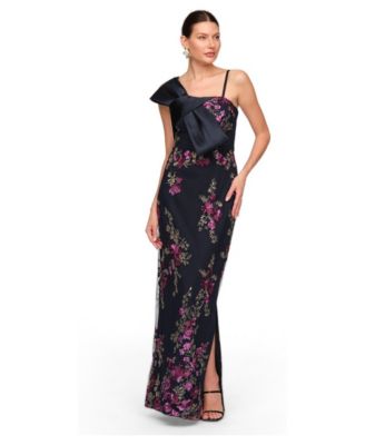 Women's Piper Floral-Embroidered Asymmetrical-Neckline Floor-Length Gown