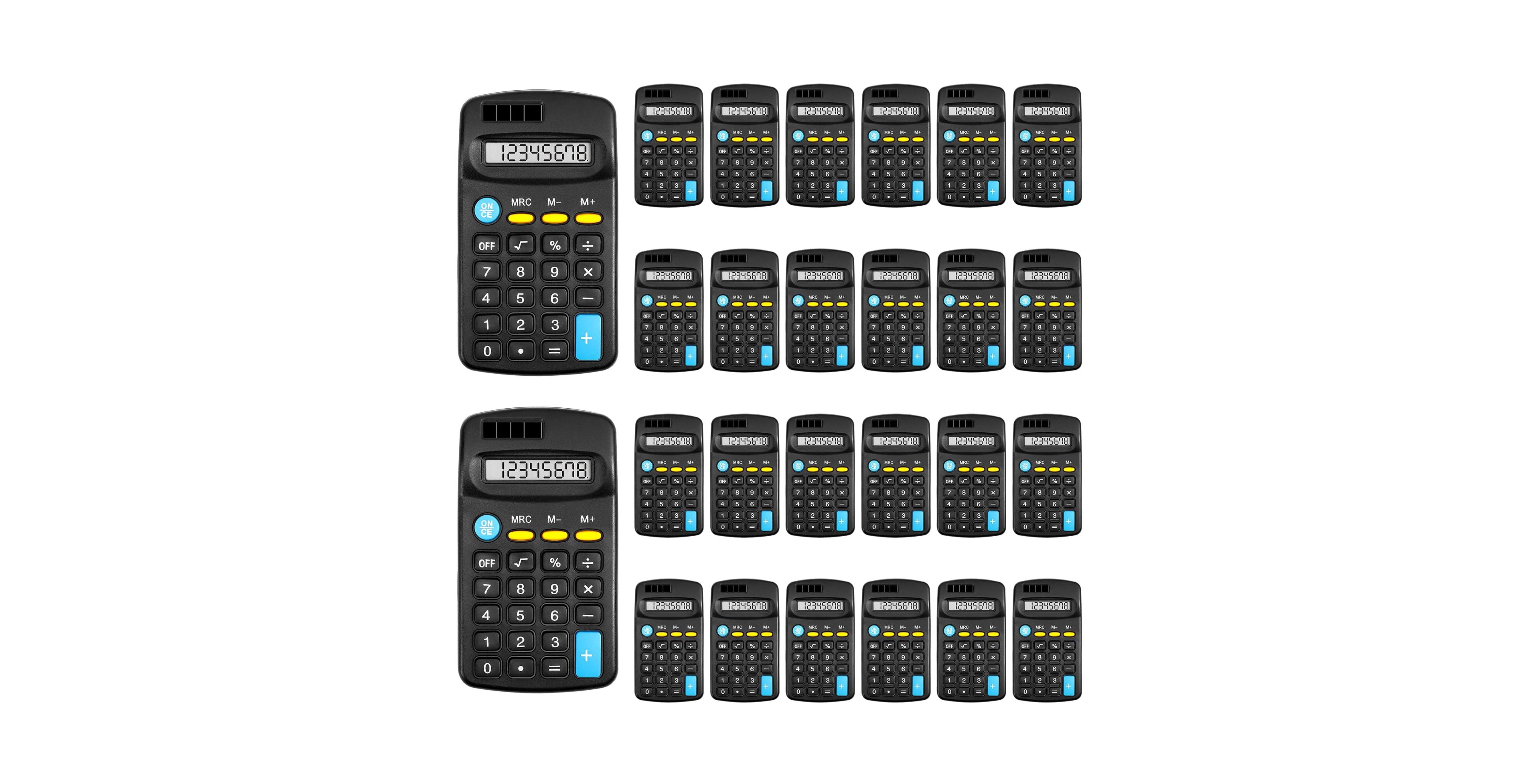 Four Candies 24 Pack Mini Pocket Calculators Dual Powered Basic Office School Math Calculators