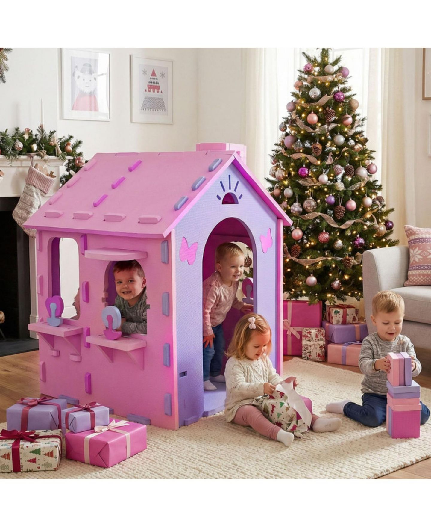 Игровой домик Hongge Cottage с окошками Peek-a-Boo, 1-3 года, цвет: Розовый — фото 2
