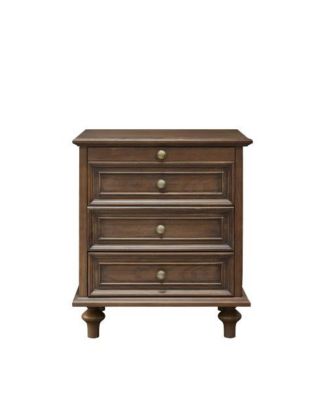Farmhouse Nightstand - 4 Drawers with Pull-Out Tray and Solid Wood Legs