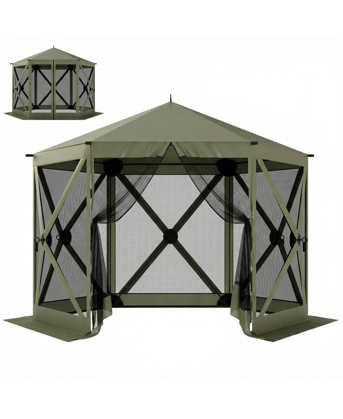 Sevorley Outdoor Canopy Shelter, Carry Bag, Pop-Up Setup, 10 x 11 ft for Camping, Travel and Outdoor Activities - Dark green