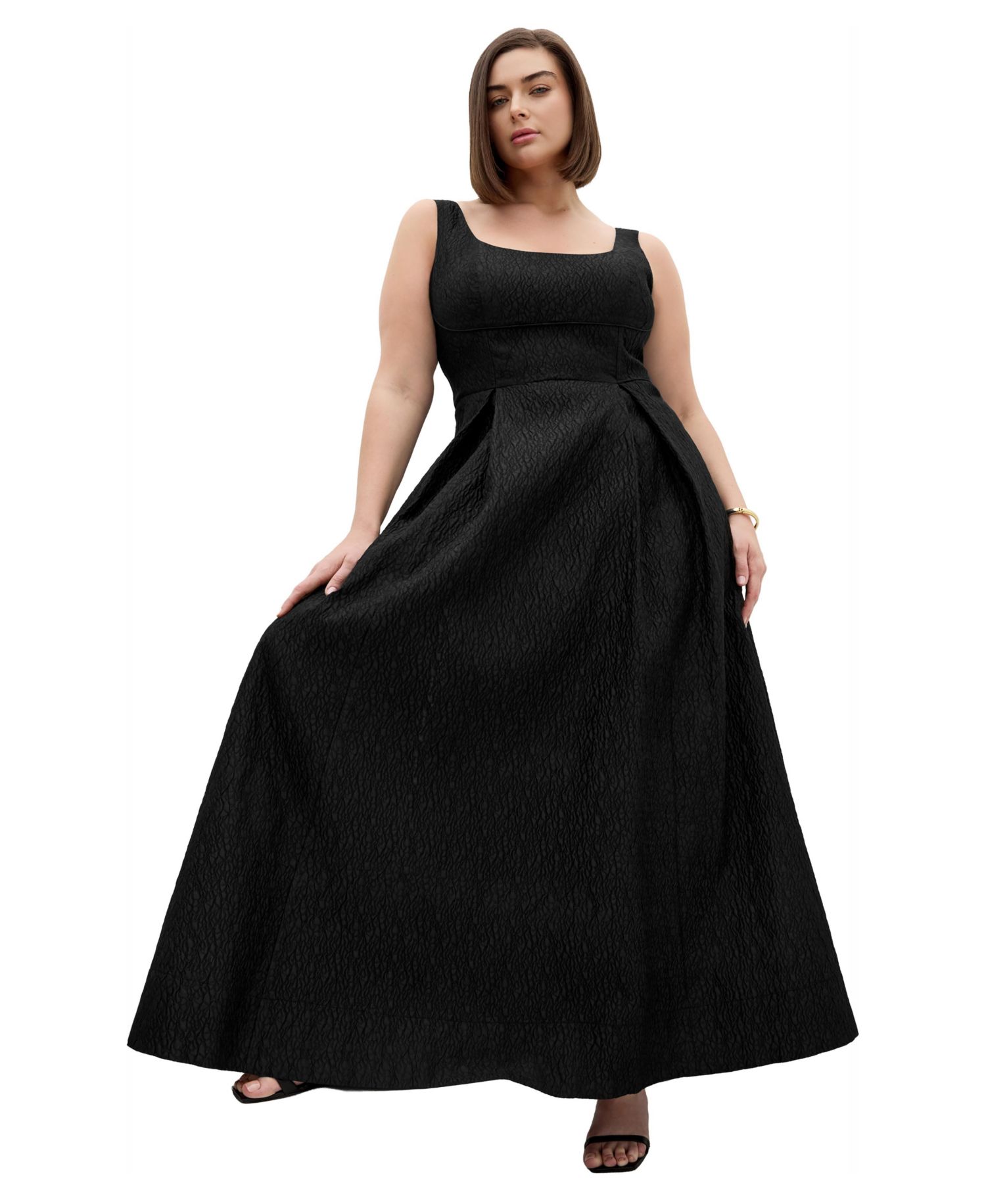 Plus Size Estrella Jacquard A-Line Maxi Dress