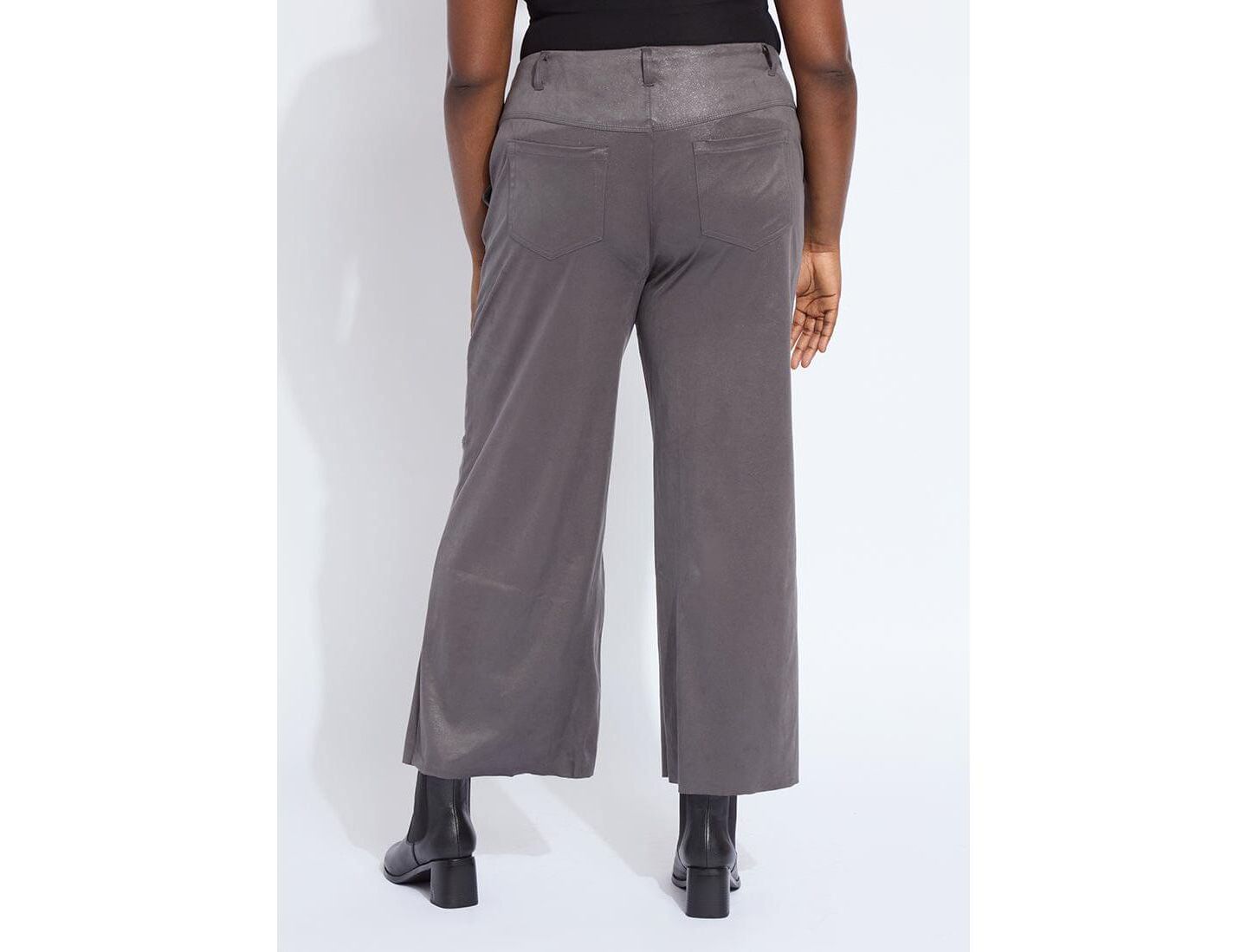 Женские брюки LYSSE Plus Size Amina Cropped Wide-Leg Faux Suede, цвет: Графитовый — фото 5