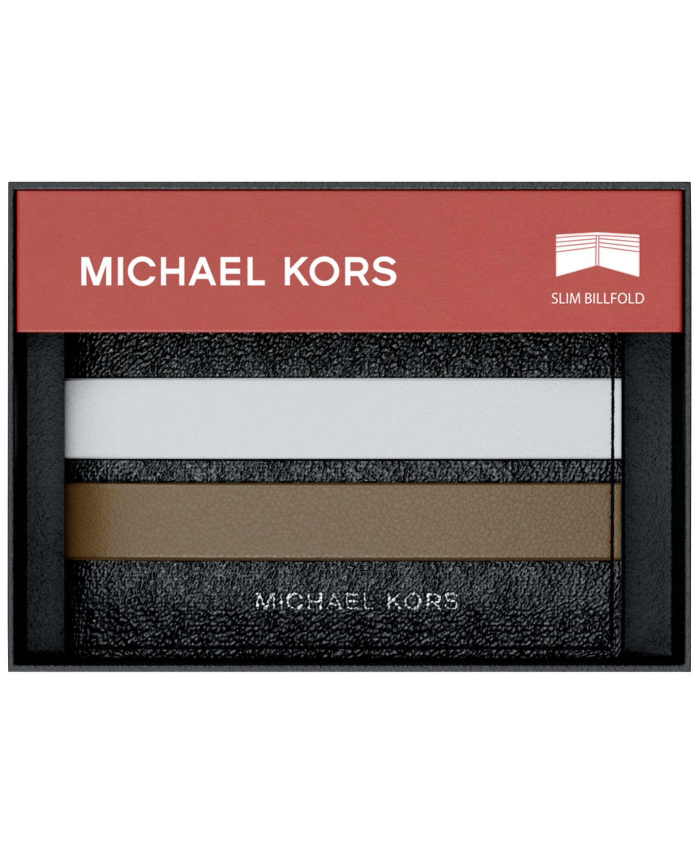 Мужской кошелёк Michael Kors Slim Bifold Signature Logo Print Faux Leather Wallet, цвет: Тёмно-зелёный разноцветный — фото 4