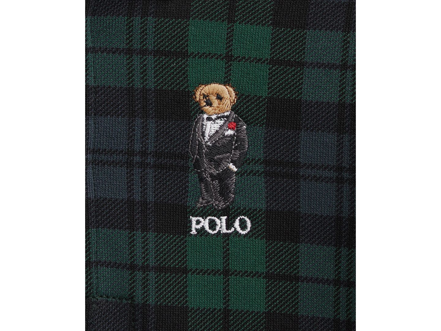 Детский регбийный свитшот Polo Ralph Lauren Polo Bear в клетку, 2T-7, цвет: Чёрный / Зелёный — фото 3