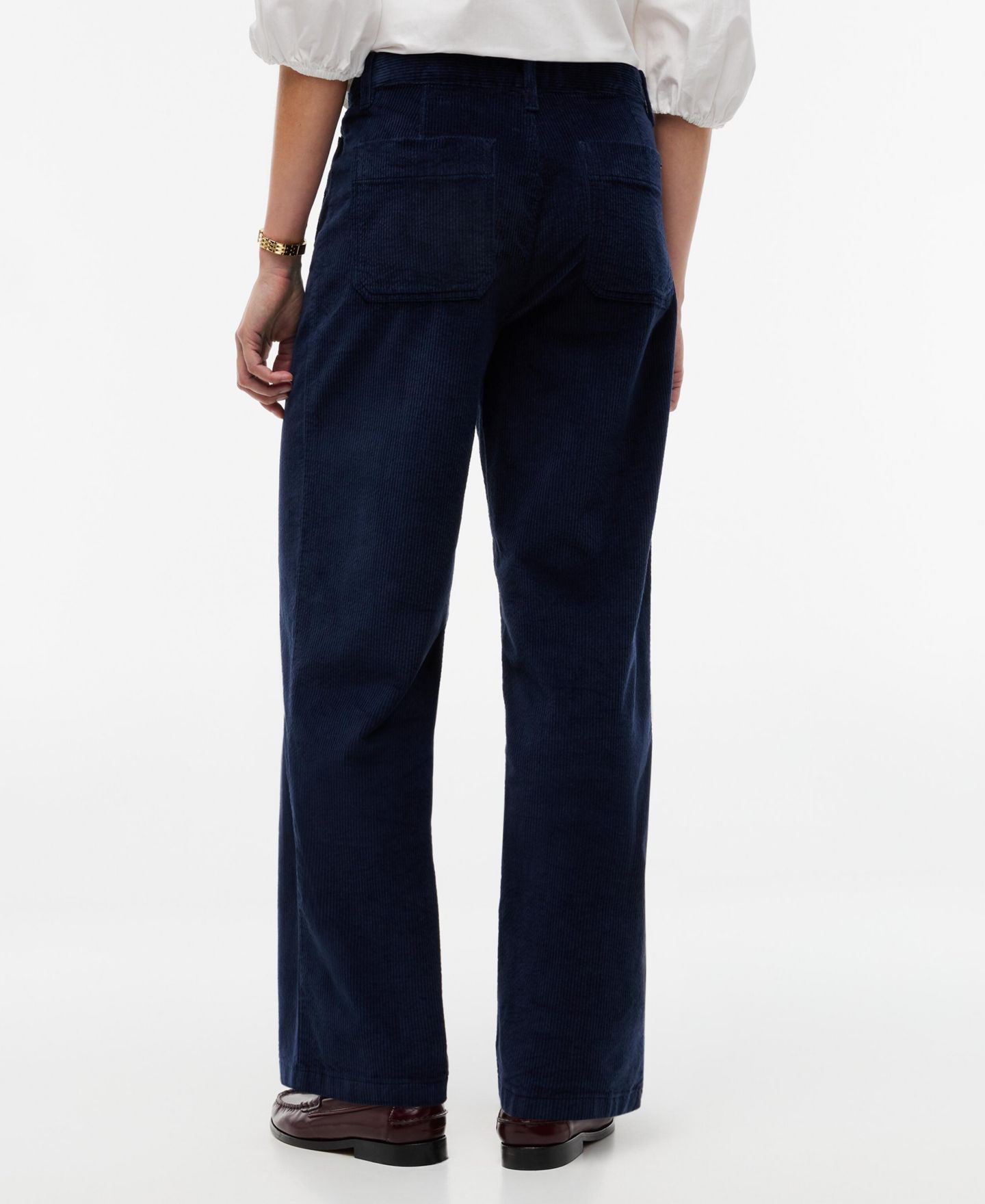Женские брюки Tommy Hilfiger Corduroy Wide-Leg, цвет: Тёмный синий — фото 4