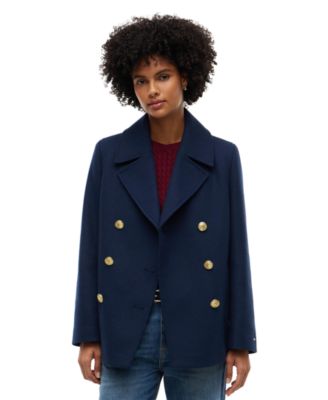 Women's Gold Button Double-Breasted Coat