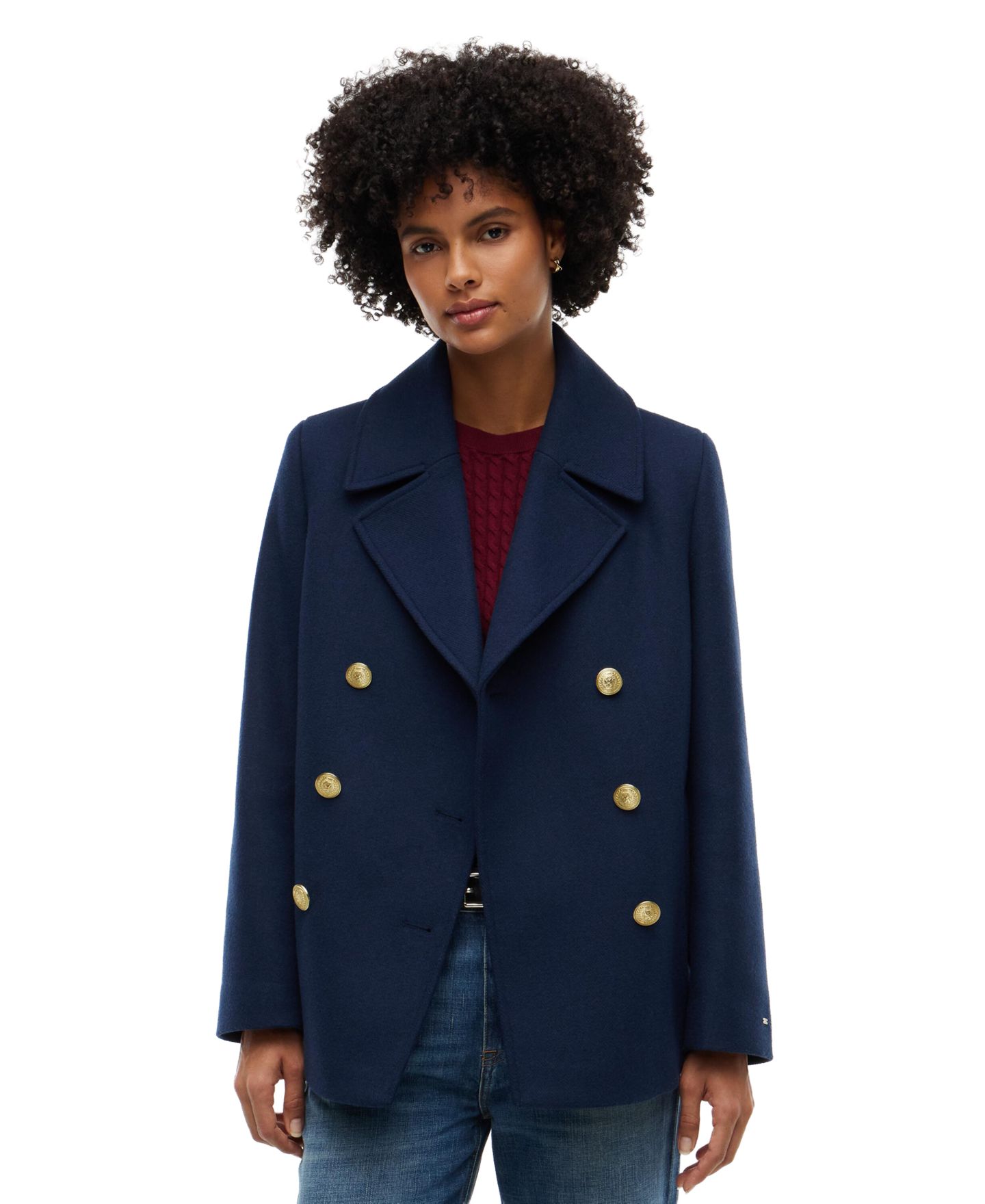 Женское пальто Tommy Hilfiger Gold Button Double-Breasted, цвет: Тёмный синий — фото 1
