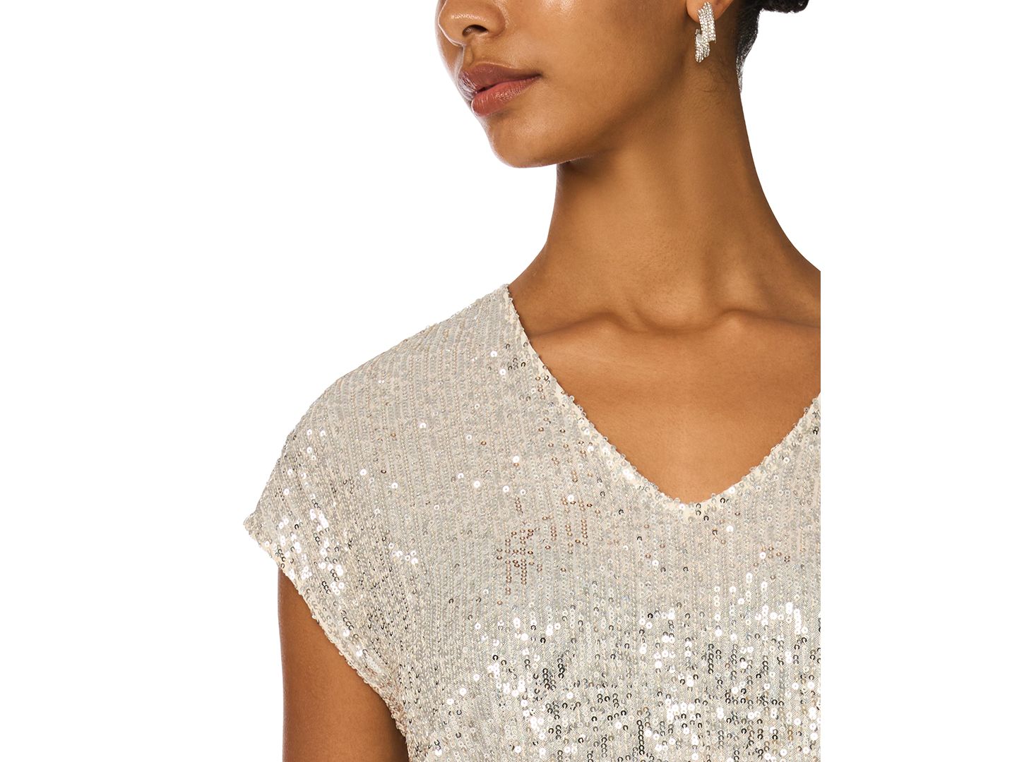 Женская блузка Vince Camuto Sequined Dolman Sleeve V-Neck, цвет: Шампань — фото 4
