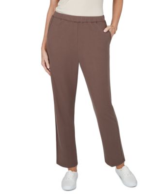 Petite Elastic-Waist Pull-On Straight Pants