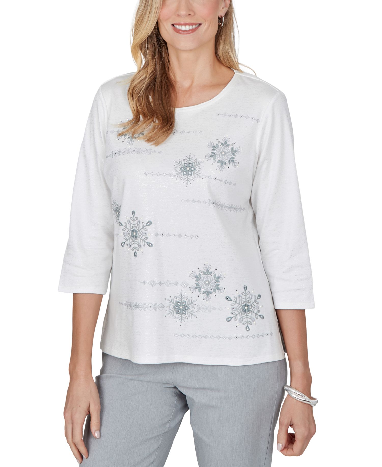 Petite Crewneck 3/4-Sleeve T-Shirt