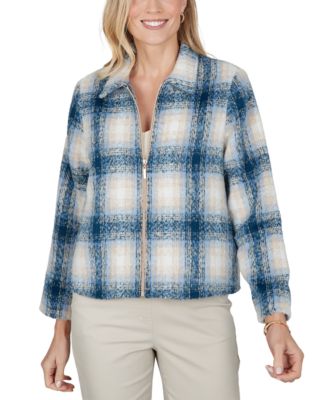 Petite Plaid Zip-Up Jacket