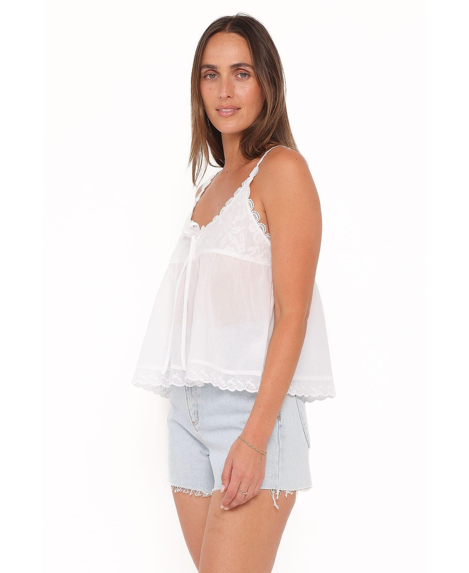 Women's Jennie Sleeveless Scoop Neck Lace-Trim Tank Top