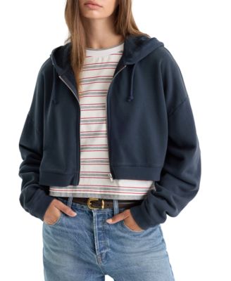 Women's Cropped French-Terry Full-Zip Hoodie
