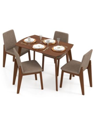 5-Piece Farmhouse Dining Table Set with Upholstered Chairs