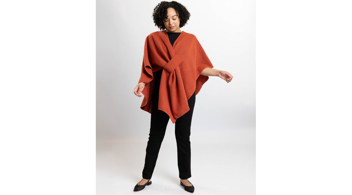 Caldwell Collection Women's Gloria Oversized V-Neck 3/4-Sleeve Poncho, цвет: Оранжевый — фото 4
