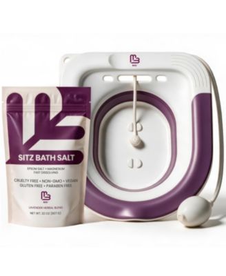 Sitz Bath and Sitz Bath Salt Kit, 16 oz | Foldable Toilet Basin with Epsom Salts | Portable and Universal Fit