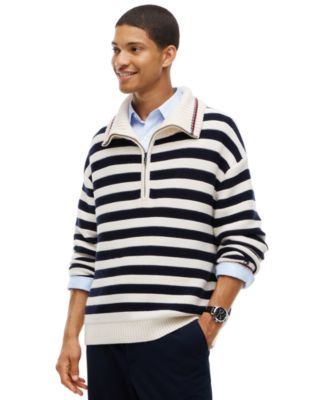 Men's New York Label Stripe Half-Zip Sweater