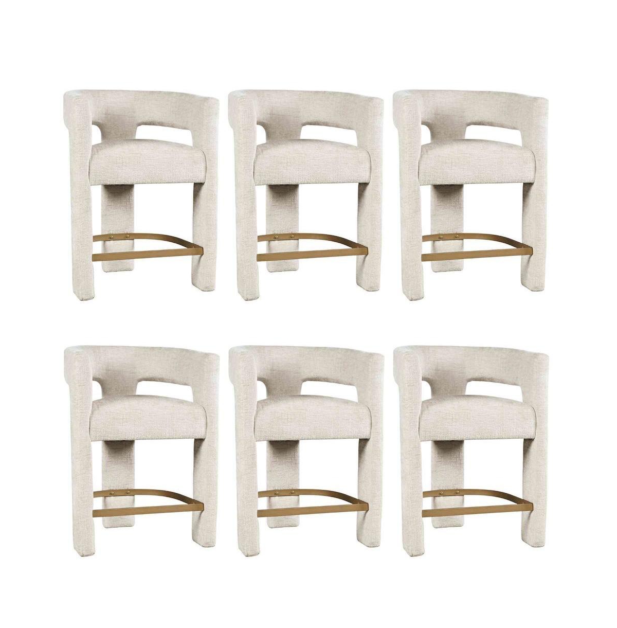 Starlight Canyon Home Modern Upholstered Counter Stool, Iron Frame, Natural, Set of 6