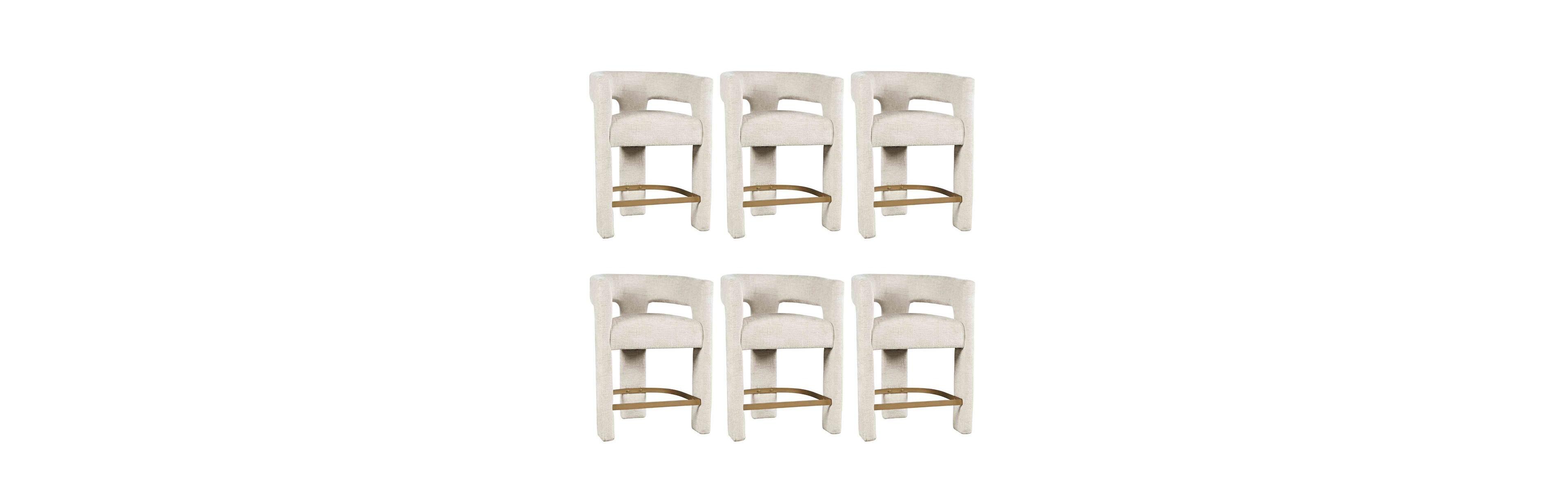 Starlight Canyon Home Modern Upholstered Counter Stool, Iron Frame, Natural, Set of 6