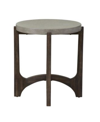 Farmhouse End Table,  Eucalyptus and Birch with Concrete Composite Top
