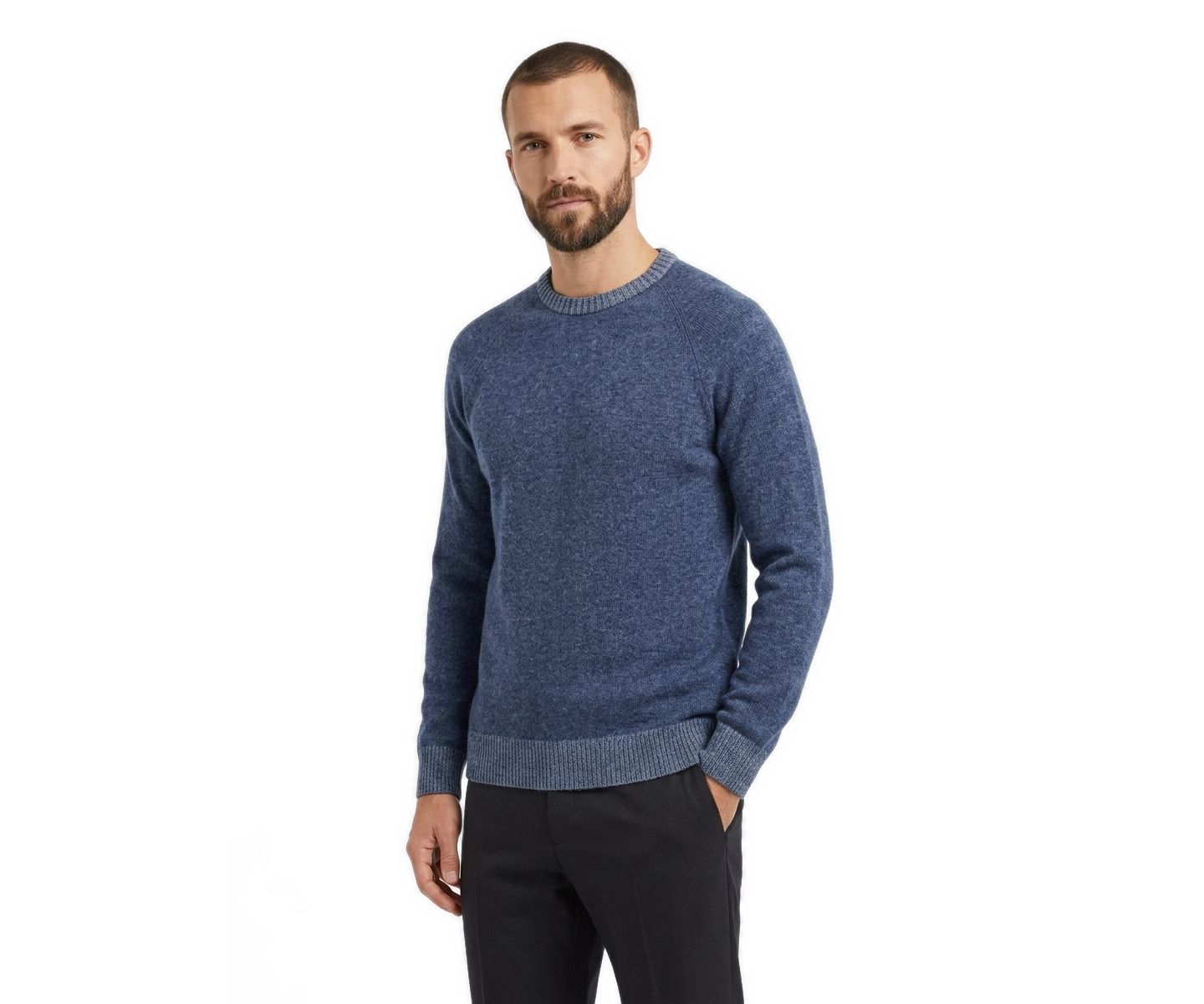 Мужской свитер Garnet Wool-Blend Raglan-Sleeve Classic-Fit, цвет: Индиго — фото 2
